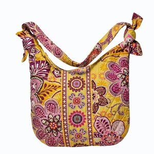 Vera Bradley Olivia Bali Gold 2009 Purse Floral Yellow Pink Retired